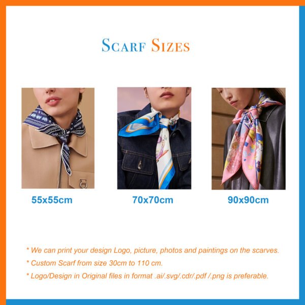 Custom Both Sides Printed Silk Scarf - Image 4